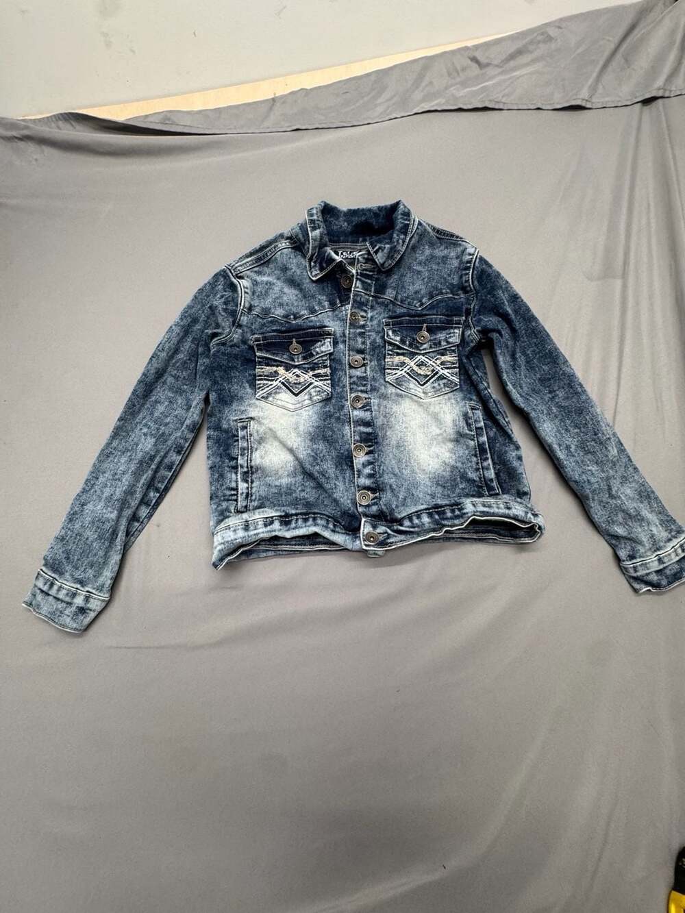 True Indigo Denim Jacket Size S Blue Acid Wash Button Up